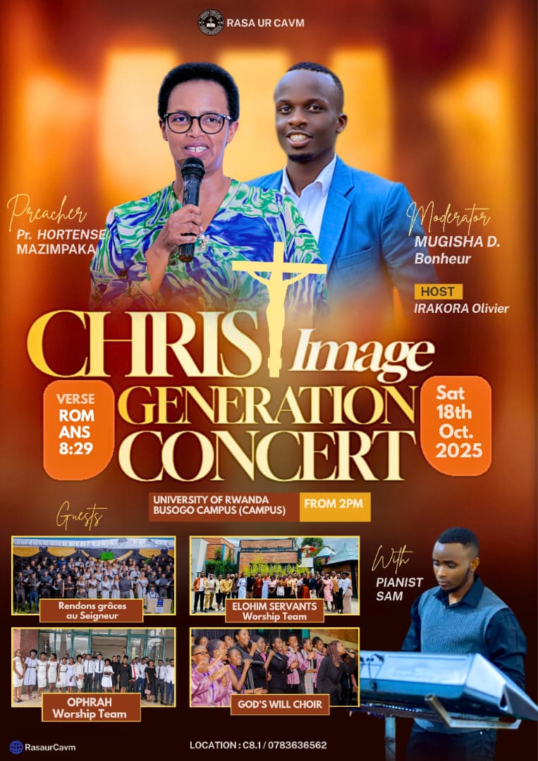 RASA UR-CAVM BUSOGO Campus (@rasacavm) on Twitter photo CYA GITERANE "CHRIST IMAGE GENERATION CONCE" CYATEGUWE NA <a href="/RasaCavm/">RASA UR-CAVM BUSOGO Campus</a> MURI <a href="/UR_CAVM/">UR-CAVM</a> CYAGEZE TURABA TURI KUMWE NA PASTOR <a href="/hortense/">Hortense Driver</a> . HAMWE NA CHOIRS ZITANDIKANYE 👇🏿
Ni mukanya Kuva 14h00'
Muri UR-BUSOGO, C.8.1
Ntimucikwe🤲🏿❤️✊🏿 CYA GITERANE "CHRIST IMAGE GENERATION CONCE" CYATEGUWE NA <a href="/RasaCavm/">RASA UR-CAVM BUSOGO Campus</a> MURI <a href="/UR_CAVM/">UR-CAVM</a> CYAGEZE TURABA TURI KUMWE NA PASTOR <a href="/hortense/">Hortense Driver</a> . HAMWE NA CHOIRS ZITANDIKANYE 👇🏿
Ni mukanya Kuva 14h00'
Muri UR-BUSOGO, C.8.1
Ntimucikwe🤲🏿❤️✊🏿