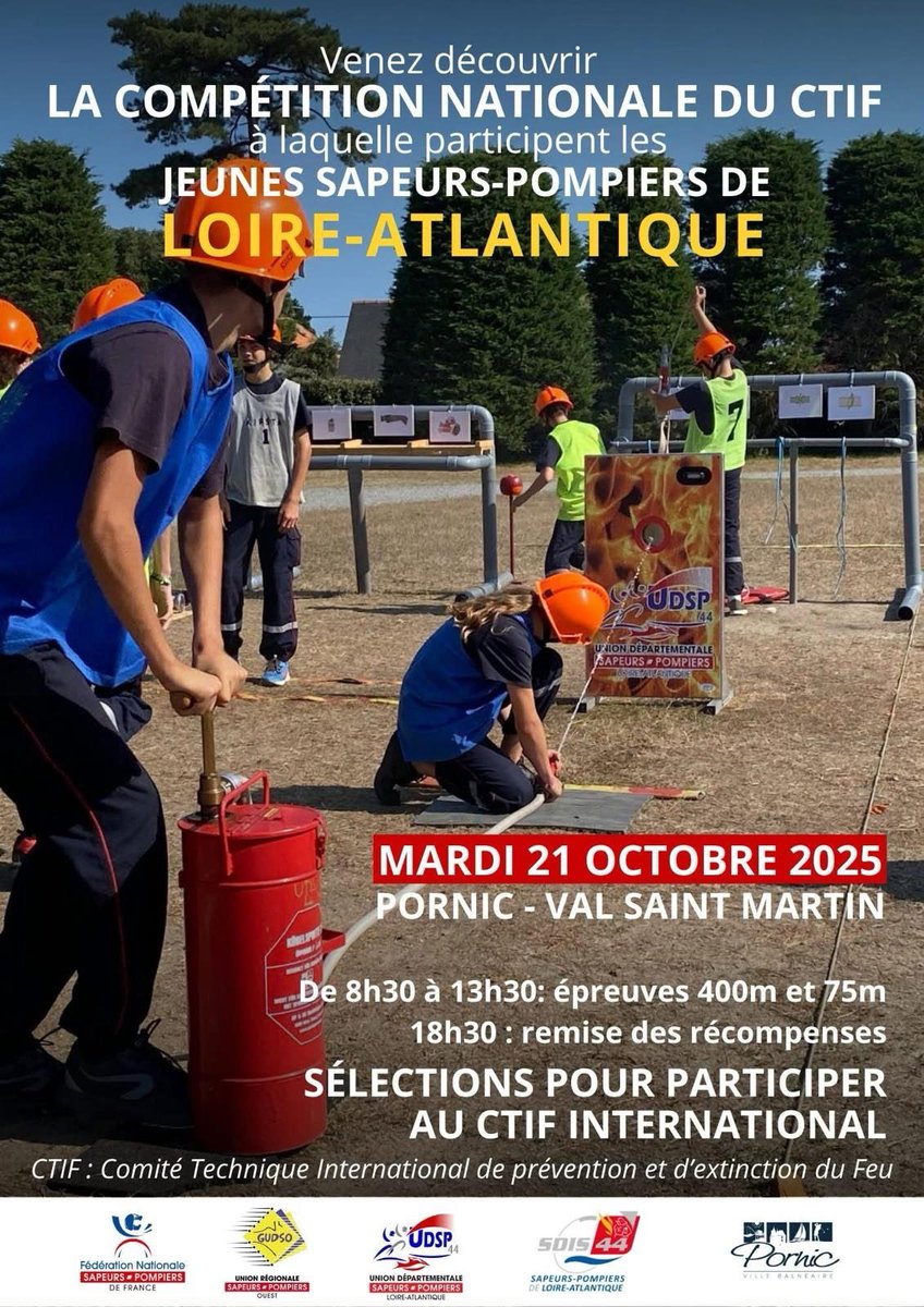 [National CTIF JSP PORNIC ] 🚒🚒🚒

Embarquement ce matin du matériel pour la finale Nationale CTIF des jeunes sapeurs-pompiers! Après un départ de la Somme et un passage dans le Val-D'oise et les Yvelines, cap sur Pornic 🤩. On a hâte de vous retrouver sur la côte de jade!