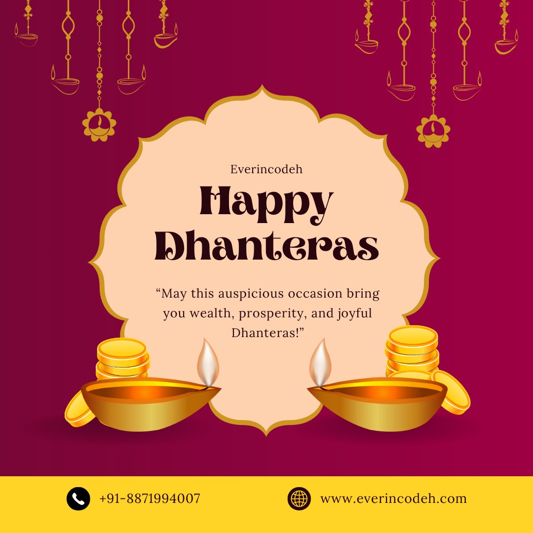 everincodeh's tweet image. 💰✨ Happy Dhanteras 2025! ✨💰
Team Everincodeh wishes you success 📈, good health ❤️ &amp;amp; joy 🌟.

Let’s welcome prosperity — in wealth, love &amp;amp; unforgettable moments.

#Dhanteras2025 #FestiveVibes #Everincodeh #Trending