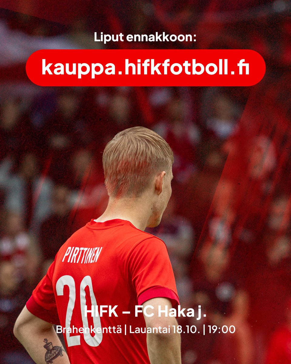 Joko mennään?! 🔴⚪️

Iltaa odotellessa kannattaa silmäillä katsojan ABC läpi. Kaarlenpuiston ovet aukeavat klo 17.35, matsi potkaistaan käyntiin 19.00. Kannattaa tulla ajoissa mestoille 🤝

🎟️ kauppa.hifkfotboll.fi
📺 play.hifkfotboll.fi