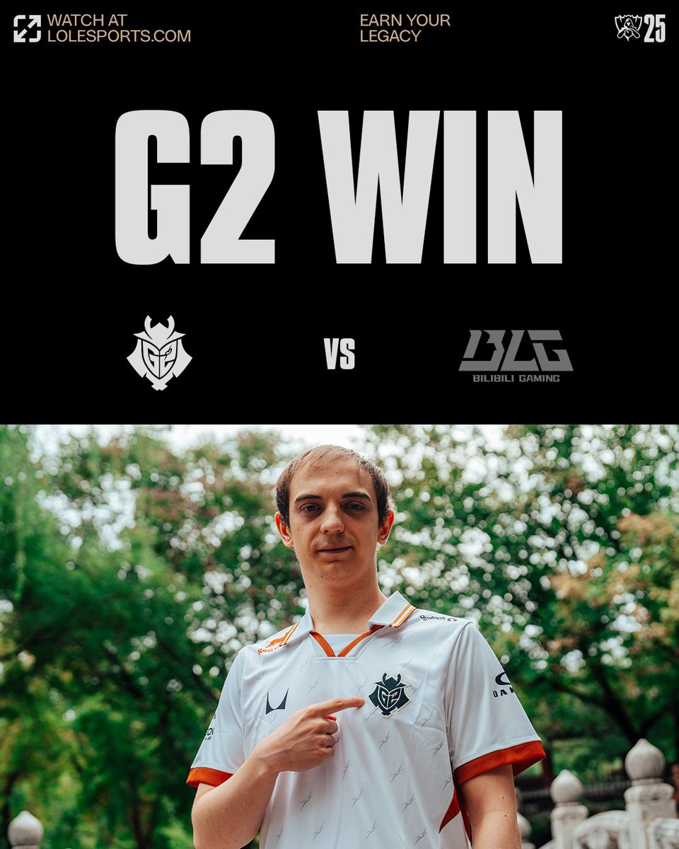 lolesports's tweet image. REVENGE SECURED ✅

@G2League defeat @BilibiliGaming!