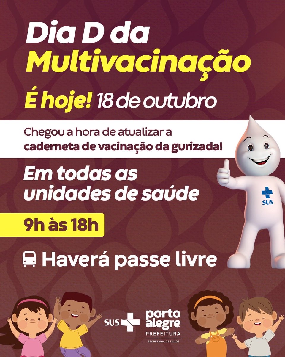 Bora lá, gente! 💪
São 132 unidades de saúde abertas para vacinação e ainda temos um posto avançado no Mercado Público de Porto Alegre!
Visite o mercado mais lindo do Brasil e vacine-se — isso salva vidas! 💉🫶