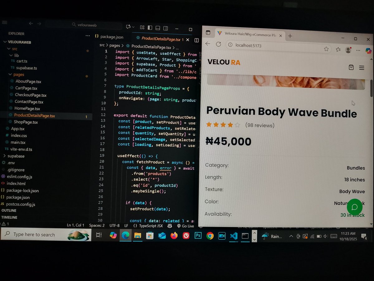 tech_evolv's tweet image. Every strand deserves a story ✨
Presenting the Veloura Hair Product Details Page — built for clarity, style, and smooth interaction.
From texture previews to add-to-cart flow, every detail coded with precision 💻
Stack: React.js | TypeScript | HTML | JavaScript
#Webdesign