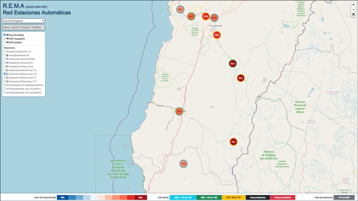 ¿Sigue el calorazo? 🤔

Sí, este sábado habrá que aguantar más un día de #CalorExtremo 🥵 en sectores del norte y centro de #Chile.

Las máximas de ayer superaron los 32 ºC en algunos puntos del interior de la Región de Valparaíso. El calor también se sintió intenso al interior