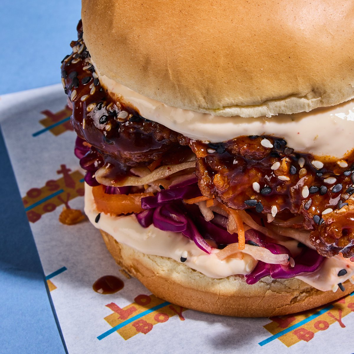 Joining us in #TheTerrace pre-match? We are now serving Lost Boys's Chicken's Korean Burger, with Kimchi Mayo and Kimchi Slaw. 🍗