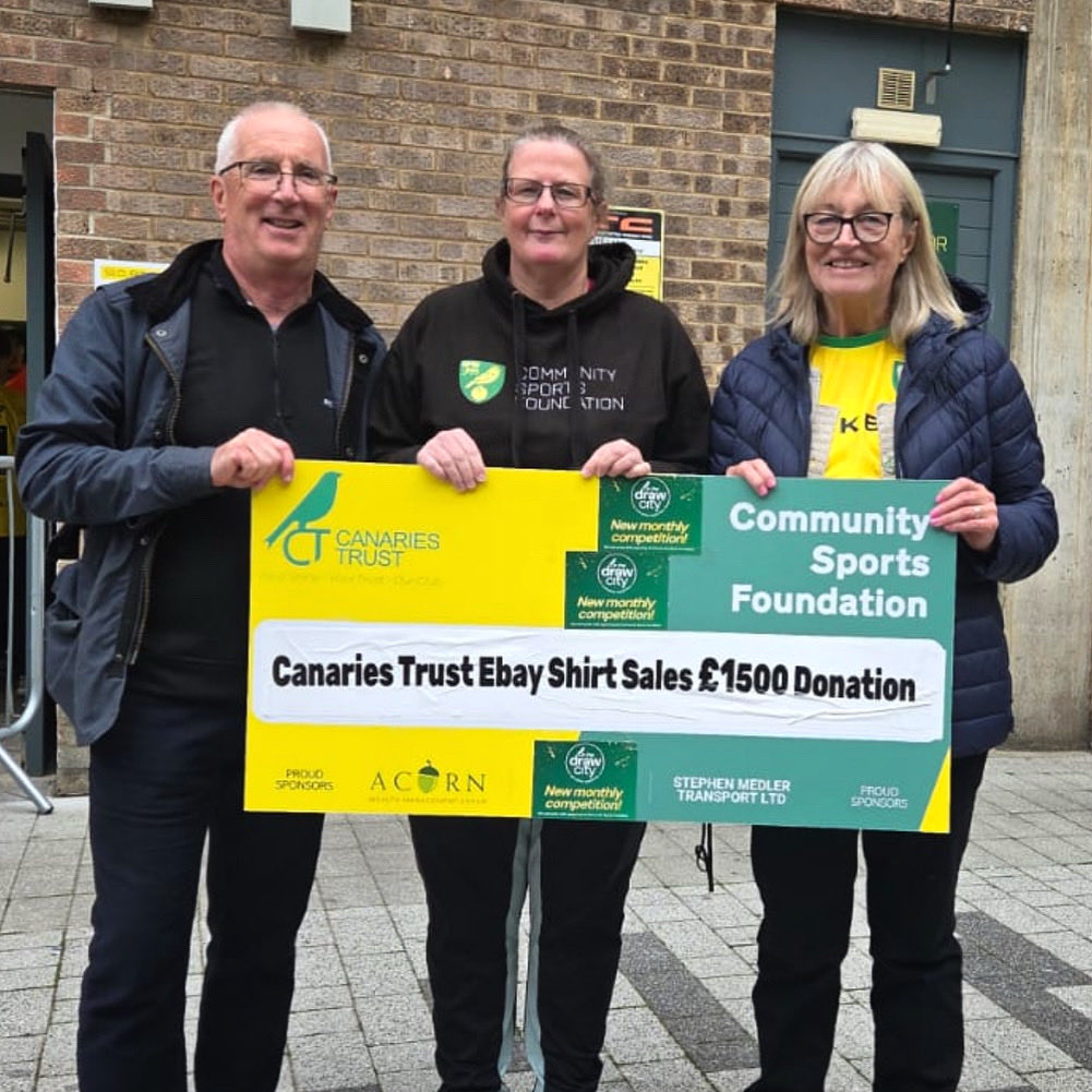 As part of our continuing commitment to <a href="/NorwichCityCSF/">Norwich City CSF</a>, we were delighted to present the Foundation with a cheque for £1500, which was raised by our eBay shirt sales. 

Special thanks to Kathy for her hard work on this.