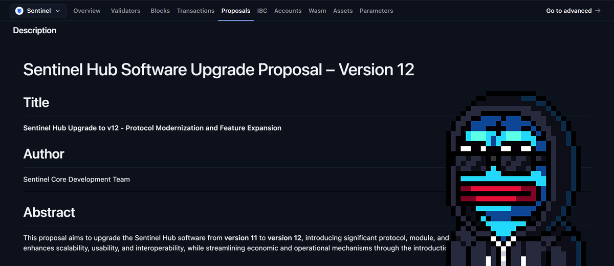 BluefrensNFT's tweet photo. Gm Bluefrens ☀️

Prop 64 just dropped on @SentinelP2P governance, the v12 upgrade vote is live!

Are you ready for the biggest upgrade in Sentinel's history? 🐸 https://t.co/RgCYzBJzuj