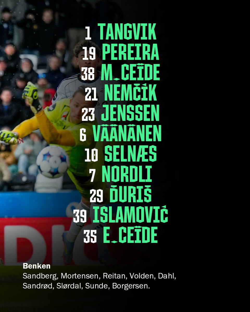 𝗥𝗼𝘀𝗲𝗻𝗯𝗼𝗿𝗴-𝗹𝗮𝗴𝗲𝘁 🖤🤍

Mikkel Konradsen Ceïde og Ole Selnæs er tilbake på laget som møter Bryne på Jæren i ettermiddag. 

Bryne - Rosenborg har avspark klokken 16:00 og vises på TV2 Play.