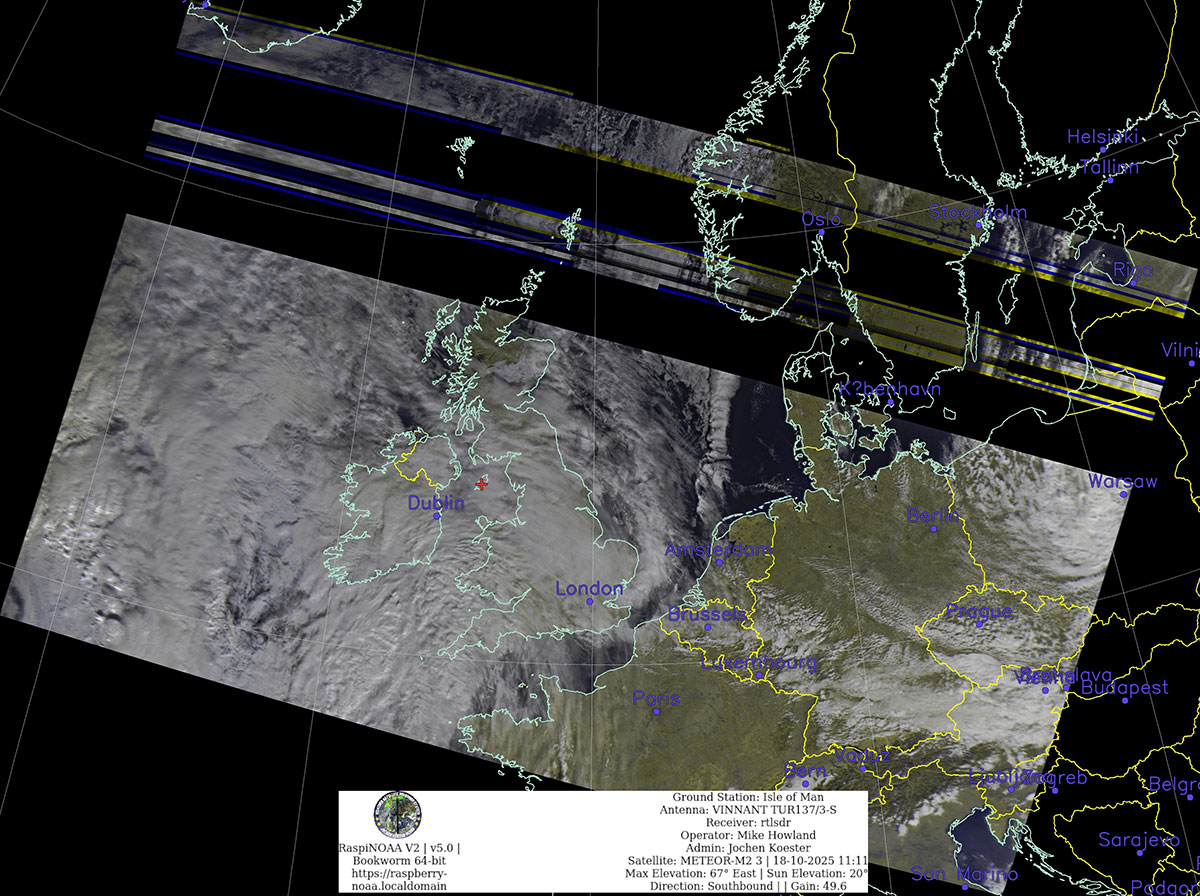 MichaelHowland1's tweet image. #weather #satellite pass this morning... 
#raspberrypi #rtlsdr #raspiNOAAv2 #isleofman