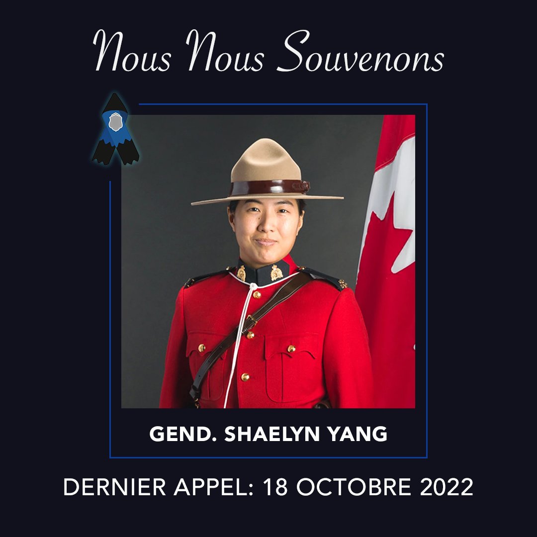 Nous nous souvenons de la gendarme Shaelyn Yang, assassinée dans l’exercice de ses fonctions lors d’une vérification du bien-être à Burnaby Park, en Colombie-Britannique. #GRCOublionsJamais