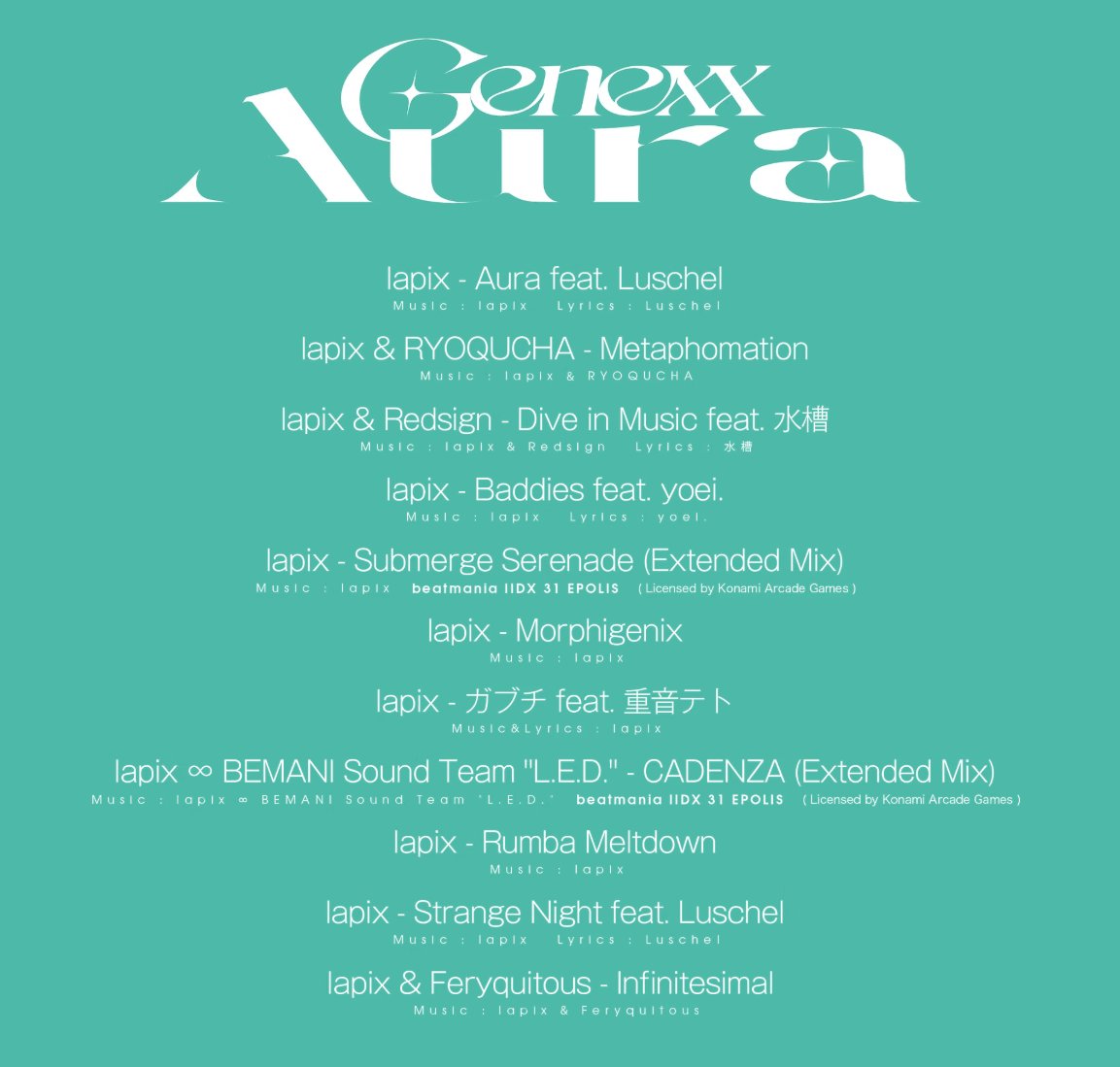 _lapix_'s tweet image. 「Beyond the Limits」以来のfeat. Luschelさんリード曲⚡
RYOQUCHAさんとの激アツHiTECHコラボ🔥
lapix ×  Redsignさん × 水槽さんによる最強タッグ🎤
yoei.さんとの初コラボ、胸アツすぎる1曲✨
「Submerge Serenade」Extended Mix 🎶
ガブチ！ガブチ！ガブチ！ラブチ！🦷…