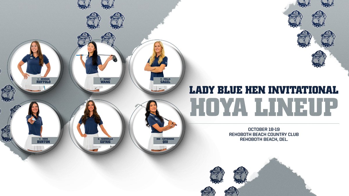 One last tournament to close out the Fall‼️

🆚 Lady Blue Hen Invitational
⛳️ Par: 72 | 6,169 yards
🗓️ Saturday 8:30 am (36) / Sunday 9 am (18)
📍 Rehoboth Beach Golf Club
📊 golfgenius.com/pages/12100496…

#HoyaSaxa #HoyaBold