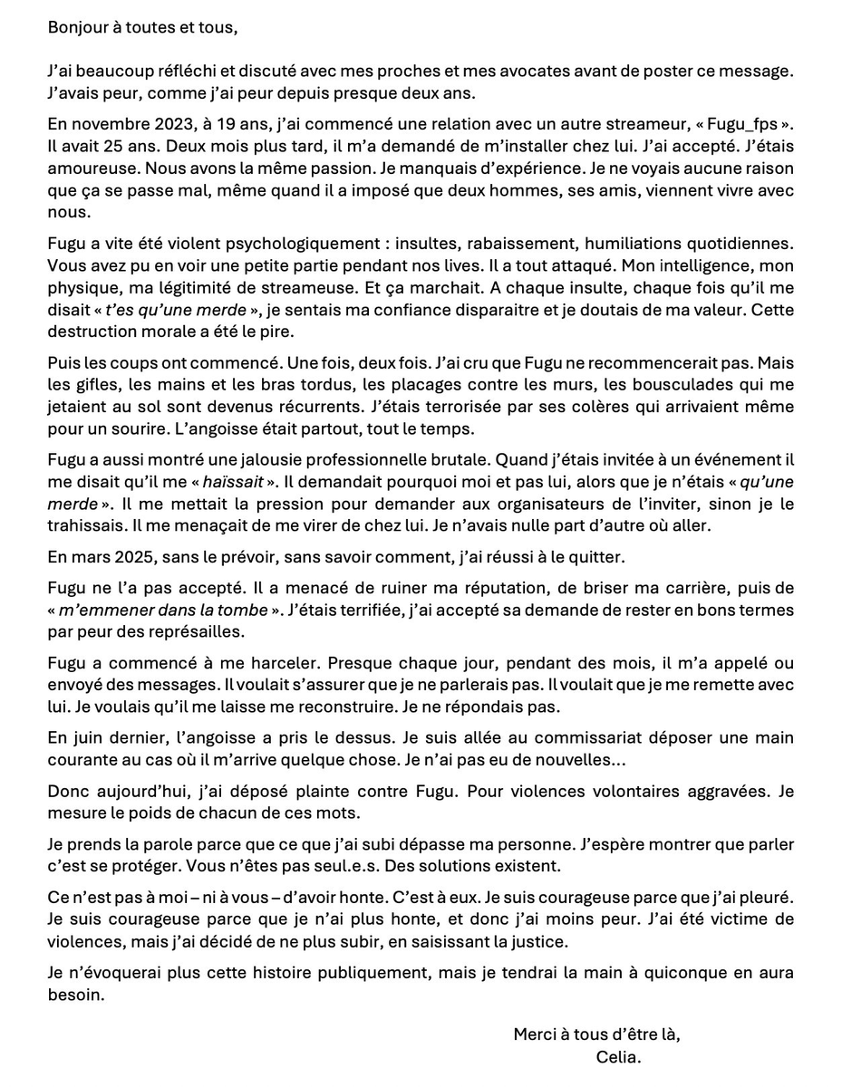 Stop aux violences conjugales, stop aux féminicides.  Chaque mot humiliant, chaque coup, chaque menace détruit une vie, un avenir...

Soutenons, écoutons, protégeons. Parce que le respect, c’est la seule base possible de l’amour.  #StopViolencesConjugales #StopFéminicides