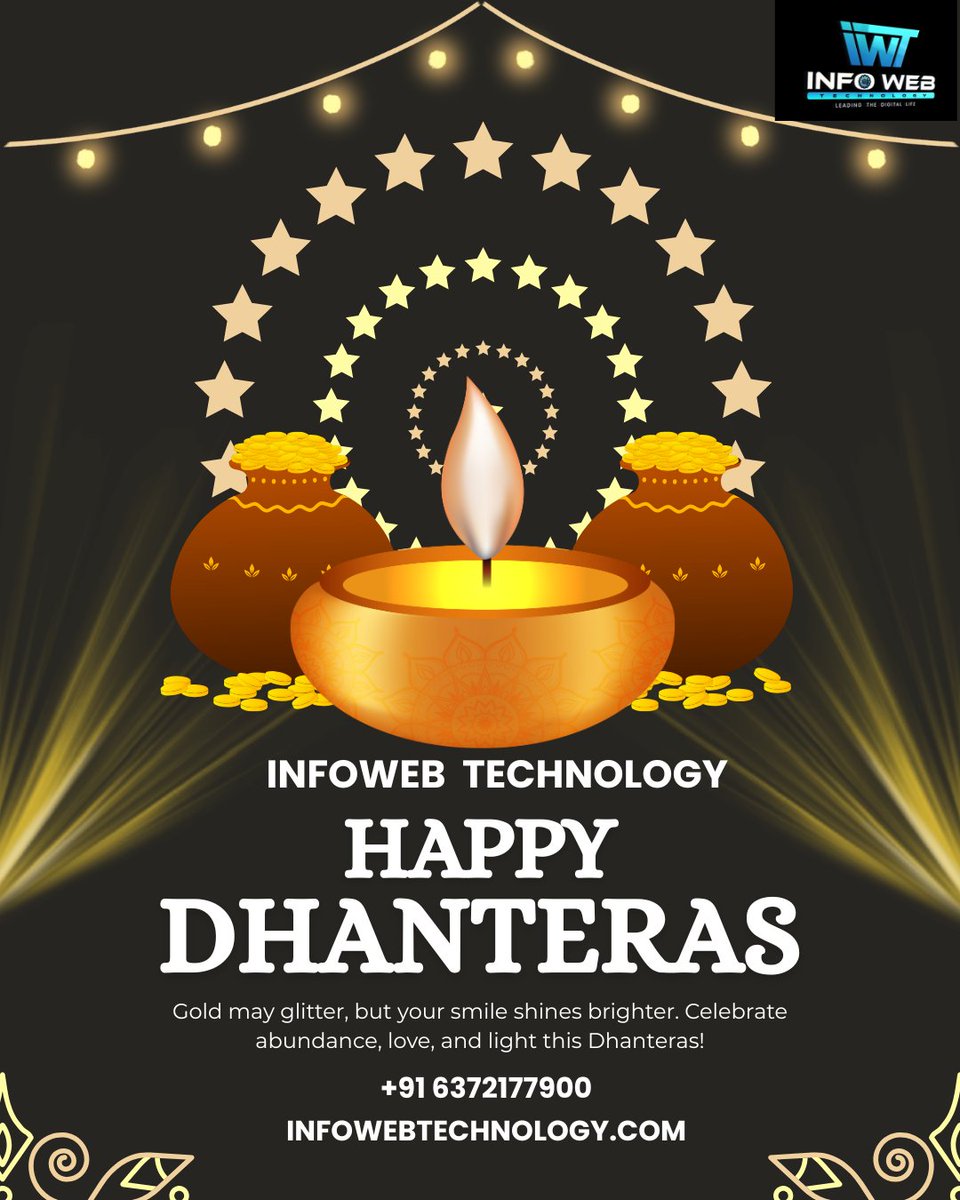 infowebtech26's tweet image. ✨💰 Happy Dhanteras! 💰✨
May your life shine with prosperity, success &amp;amp; happiness.
Wishing you abundance and light this festive season from INFOWEB TECHNOLOGY! 🌟
#HappyDhanteras #Dhanteras2025 #InfowebTechnology #FestivalOfLights #Prosperity #DiwaliVibes