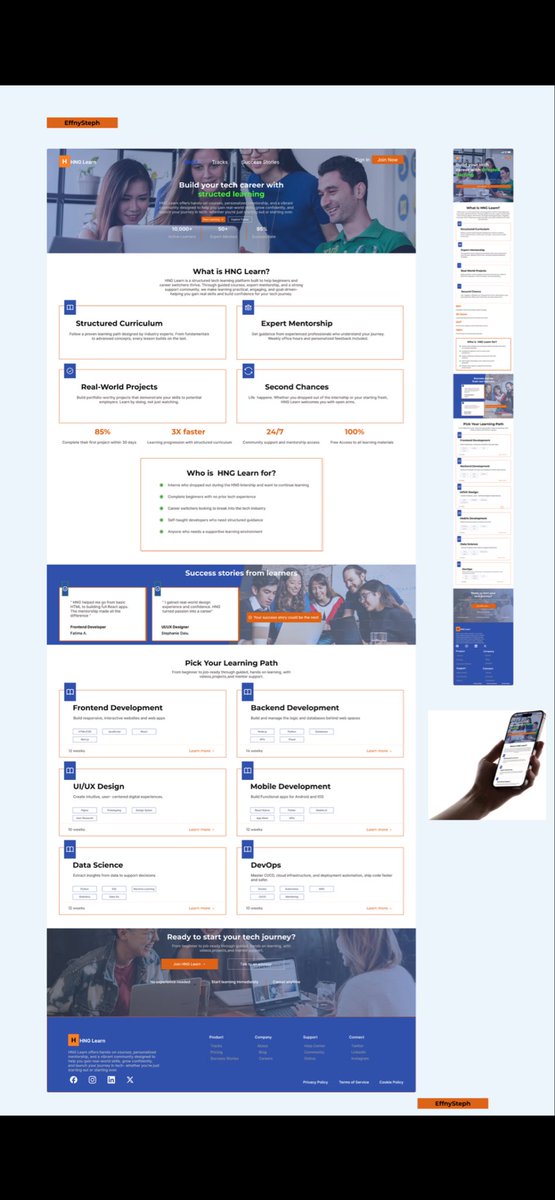EffnySteph's tweet image. Hello 👋 
I just completed my first task, creating a responsive web page mockup for the HNG Internship program.