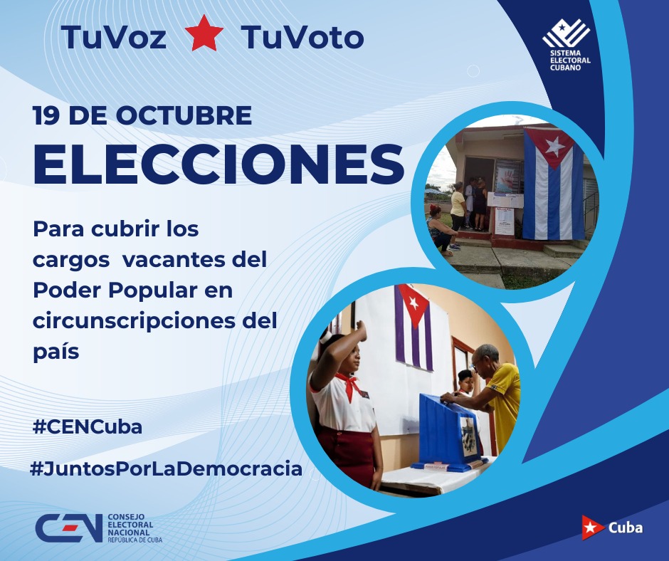 ConsejoSSptus's tweet image. Mañana domingo tendrán lugar elecciones de delegados en algunas circunscripciones de siete provincias de #Cuba como parte de los procesos para cubrir cargos vacantes en las asambleas municipales del #PoderPopular #JuntosPorLaDemocracia #SanctiSpíritusEnMarcha