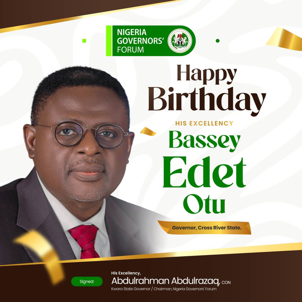 Happy Birthday to the Executive Governor of Cross River State, His Excellency Bassey Edet Otu.