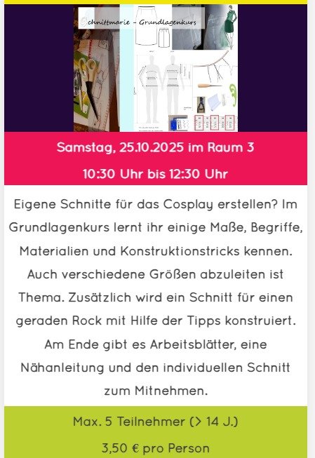 Am nächsten Samstag ist es so weit! Der Grundlagenkurs hat sein Debut auf der <a href="/MEXBerlin/">MEXBerlin</a> !
Ich freue mich schon sehr, und ihr?

#schnittmarieberlin #diynähen #diyschnitterstellung #schnitterstellunggrundlagen #workshopmexberlin