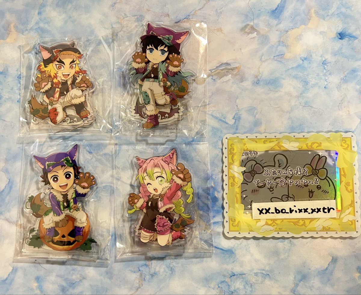 xx_bo_rixx_xxtr's tweet image. 【譲渡】鬼滅の刃 ufotableCafe ハロウィン アクリルスタンド アクスタ メタリックカード メタカ コサージュ 缶バッジA B 在庫品
【譲】🐺義勇 👻煉獄 👻無一郎 猗窩座 炭治郎 蜜璃 ◎伊黒 ◎カナヲ ◎玄弥 ◎しのぶ △村田 △悲鳴嶼 ◎伊之助…