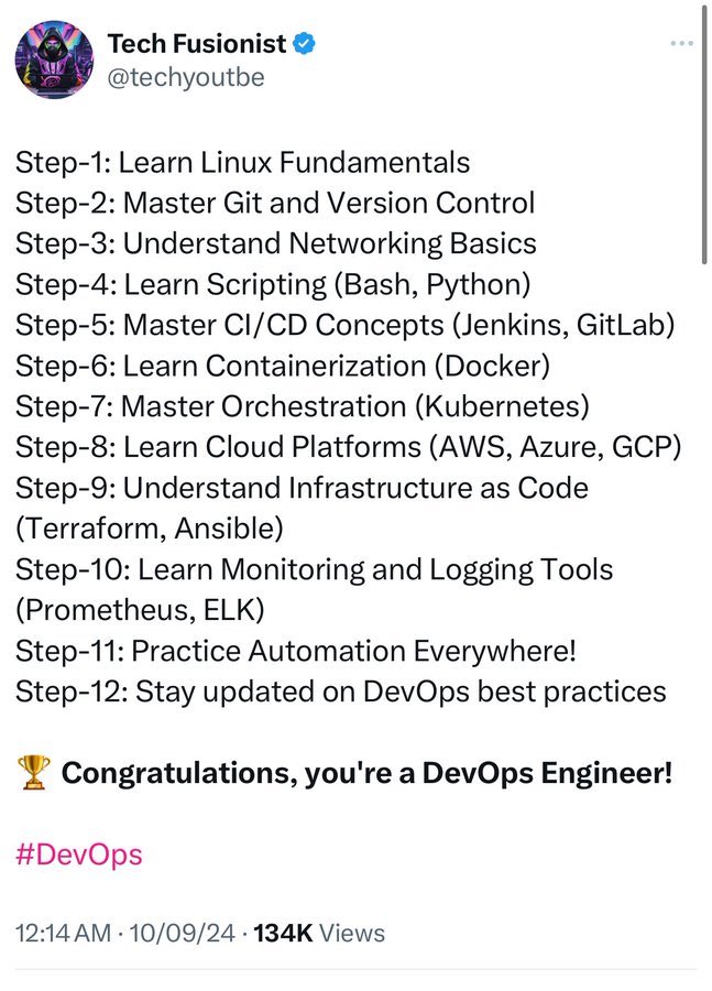 techyoutbe's tweet image. DevOps - Learning Plan  (Keep it handy)🔥