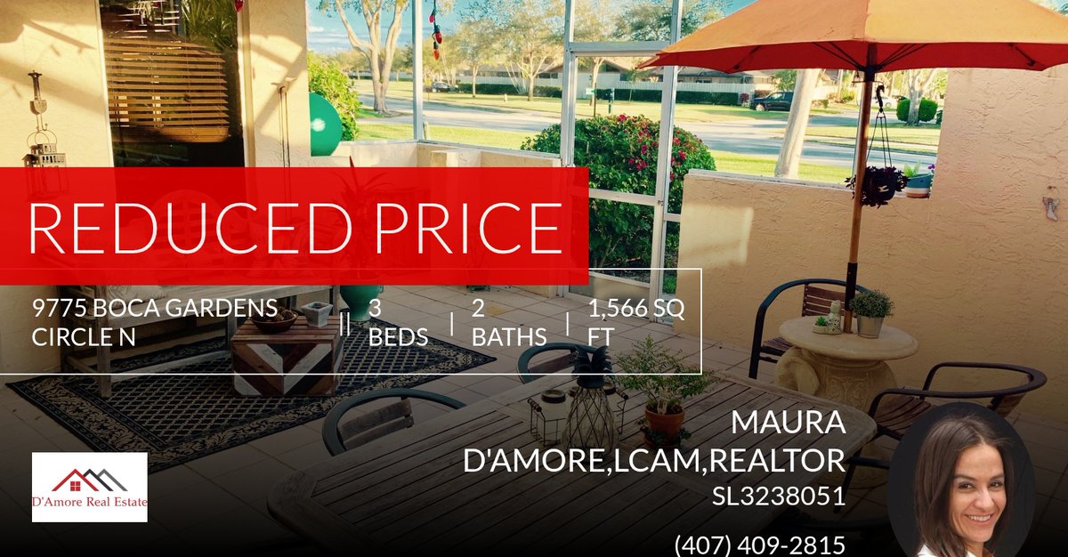 DAmoreMaura's tweet photo. 📍 Reduced Price 📍 This recently reduced home at 9775 Boca Gardens Circle N C in Boca Raton won't last long, so, don't wait to set up a showing! Reach out here or at (407) 409-2815 for more information!

Maura D'Amore, Realtor, LC... https://t.co/W2T2lkcLDB https://t.co/tM7ngOmTD6