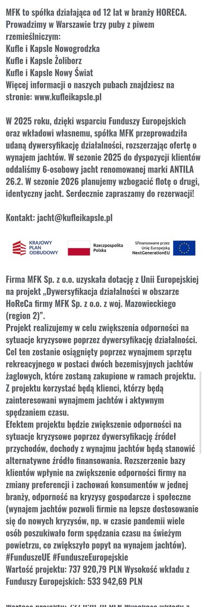 szachmad's tweet image. 🔹️Ludzie z Warszawy na pewno znają Kufle i Kapsle (puby z piwem).
🔹️Właściciele to dobrzy znajomy dziennikarzy z zespołu Poparzeni Kawą Trzy i zarazem sympatycy Tuska i spółki. Mają też w KO znajomości. 
🔹️Sieć pubów dostała z #AferaKPO kasę na dwa jachty. 

🔹️Wartość…