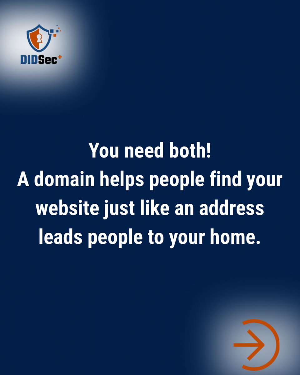 didsecplus's tweet image. Have you ever wondered what the difference between a domain and a website is? 

Here’s a simple way to remember it:
👇🏽👇🏽👇🏽👇🏽
#foryou #explore #domainsecurity #CyberSecurity