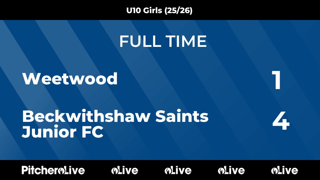 FULL TIME: Weetwood 1 - 4 Beckwithshaw Saints Junior FC
#WEEBEC #Pitchero
bsjfc.co.uk/teams/278390/m…