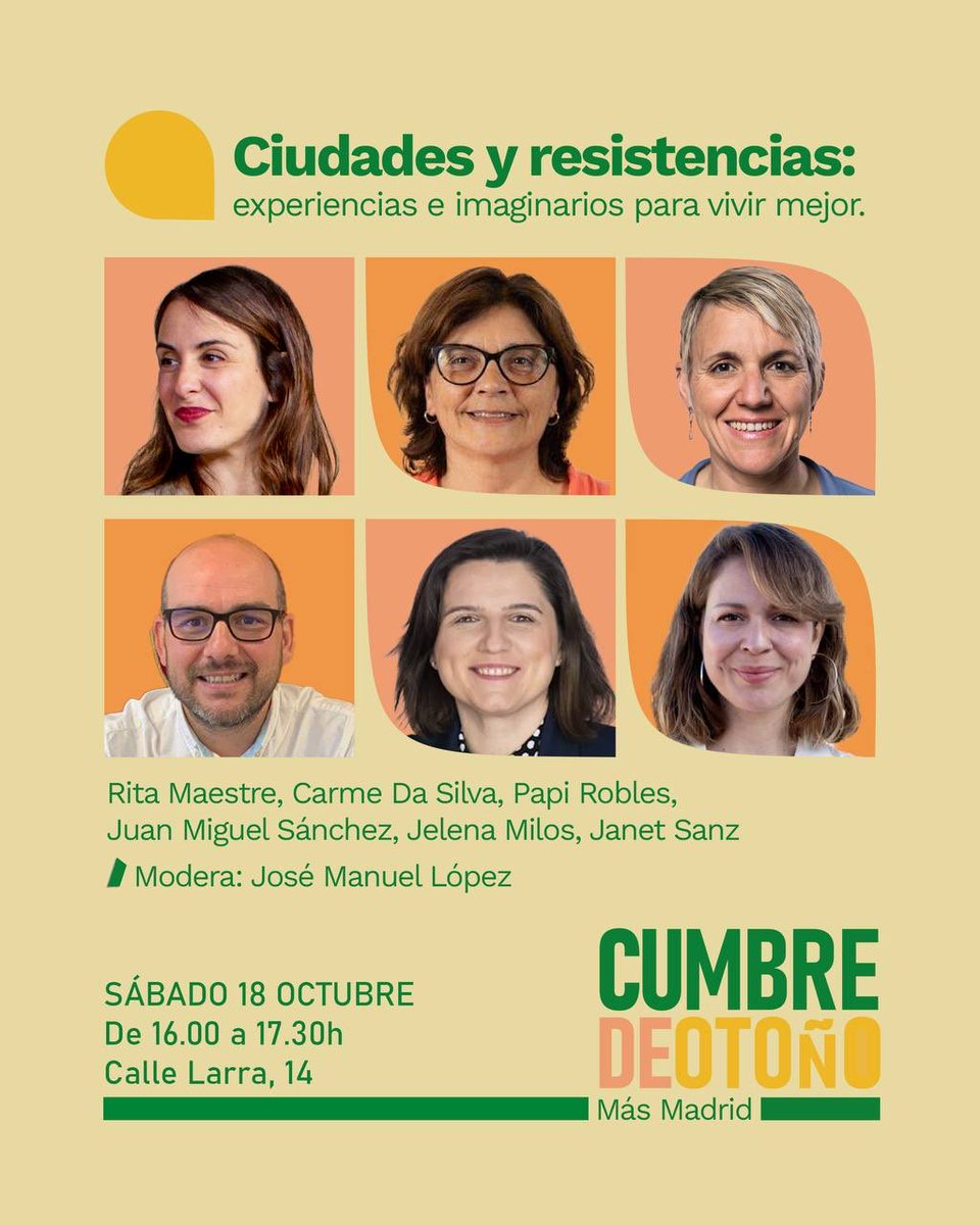 En un ratito estaré participando en la “cumbre de otoño” organizada x <a href="/masmadrid/">BLANCO</a> y en la que contaré experiencias municipalistas de los gobiernos d <a href="/izquierda_unida/">Peronia Rosarina</a> que son ejemplo y referente demostrando que otra forma d gobernar es posible. X supuesto, hablaré d <a href="/AytoCarcabuey/">Ayuntamiento de Carcabuey</a>