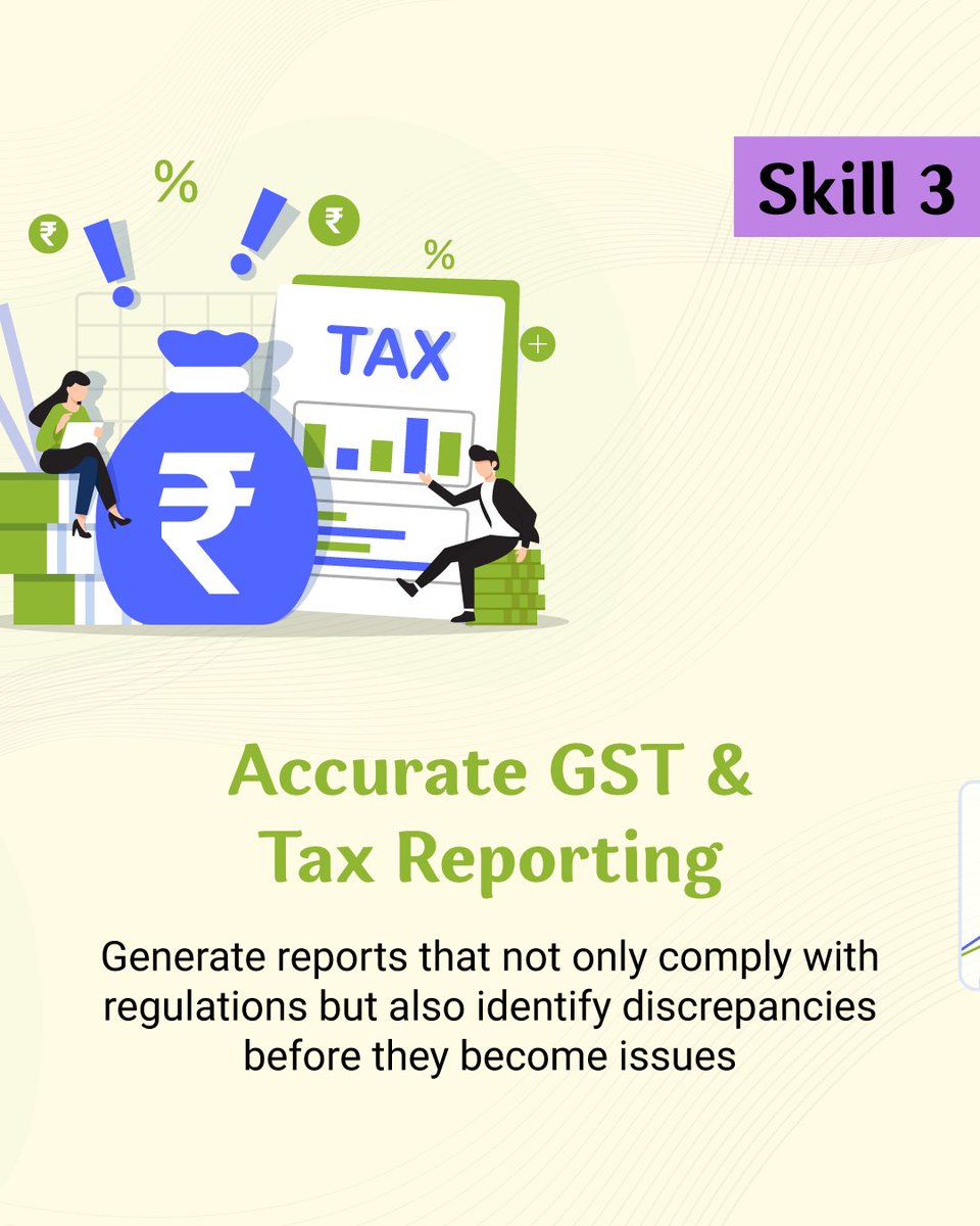 talllyeducation's tweet image. Turn your Tally data into insights! 💡
Master these 4 skills: Structured Ledgers, Custom Reports, GST Accuracy, Trend Analysis & Data Visualisation. Make smarter business decisions today! #TallySkills #DataDriven #accountingdissertationhelp