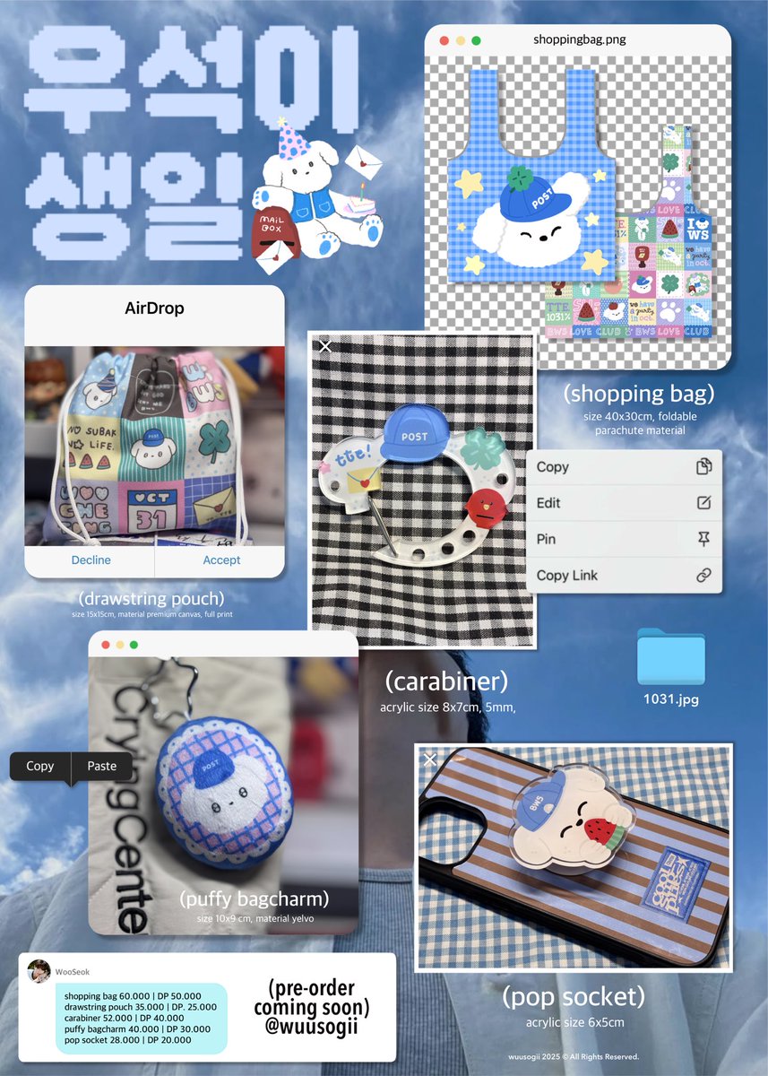 🧢 BYEON WOOSEOK bday kit 2025 💙

[ interest check! ]

will open the preo-order soon!!!
anyone wants to be tagged? 👀
please drop your @ here 👇🏻💭📮

#ByeonWooseok #변우석