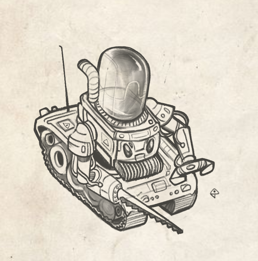 JavadAllen's tweet image. “I've made a quick little doodle during today’s chill stream! 🛠✨
Meet the maintenance tank- tough enough to keep rolling even with zero oxygen around.
It’s actually inspired by the game our team just dropped for ScreamJam 2025 - Titled = "Critical Winter ”
Cheers 🍻