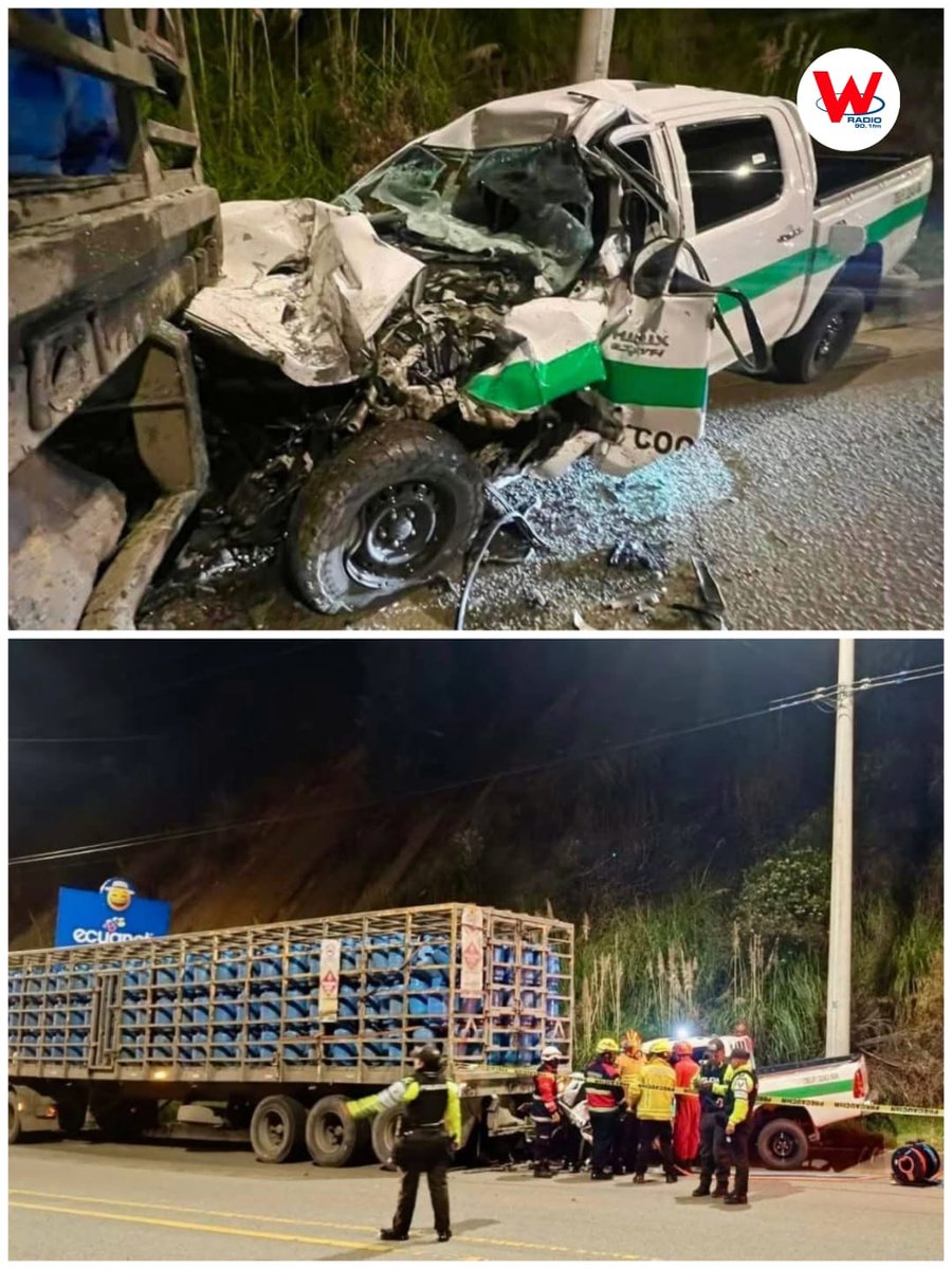 Siniestro de tránsito entre dos automotores en la vía #Biblián - #Azogues, entre un camión y una caminoneta de transporte mixto de la cooperativa 6 de mayo de la ciudad de Azogues.