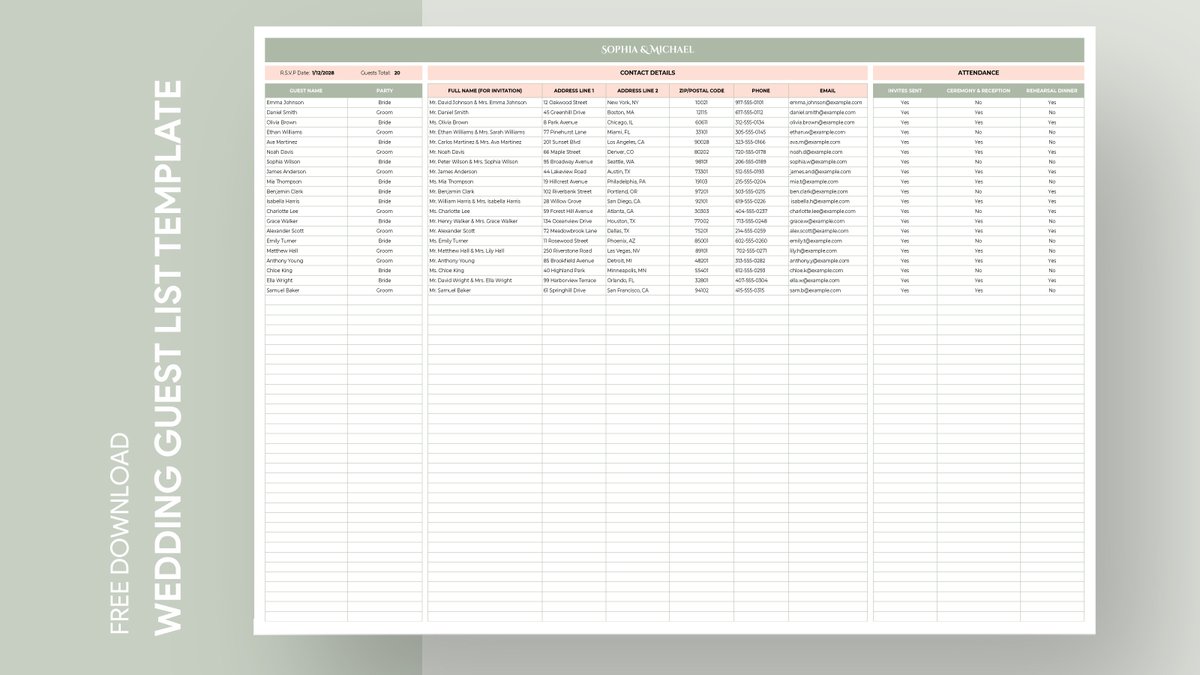 gdoc_io's tweet image. Wedding Guest List Spreadsheet Free Google Sheets Template. Can be used free of charge for business, education, and personal use. 
Get free →   gdoc.io/wedding-guest-…

#gdoc #googledocs #guestlist #weddingguestlist #guestlistspreadsheet #guestlisttemplate