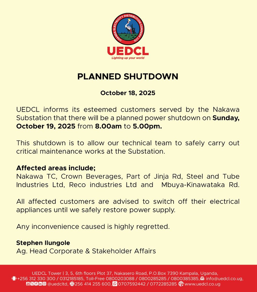 Uganda Electricity Distribution Company Ltd tweet media