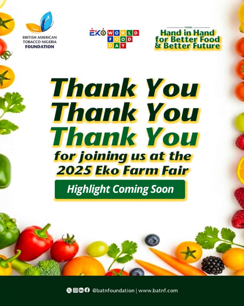 What an incredible day at Eko Farm Fair 2025

Thank you to everyone who showed up, shopped, connected, and celebrated with us. 

The energy, the smiles, and the shared moments made this year’s World Food Day one to remember.

Together, we stood hand in hand for a better food
