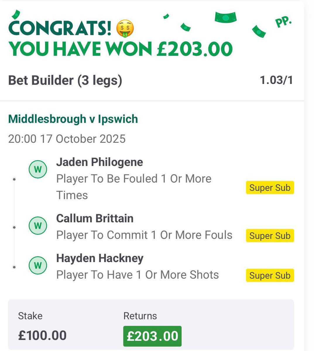 OMG😍 WHAT A START TO THE WEEKEND!!!

- £100 👉👉👉👉 £203✅
- £100👉👉👉👉£410✅
- Just 1 Foul Off 12.32/1😩
- 2/3 Cards Hit On Card Treble😢

Join Me In My FREE Group So You Don’t Miss Out On This OMG Weekend!👸🏼

👇👇👇

t.me/+rMWVMbJ9d_k3O…