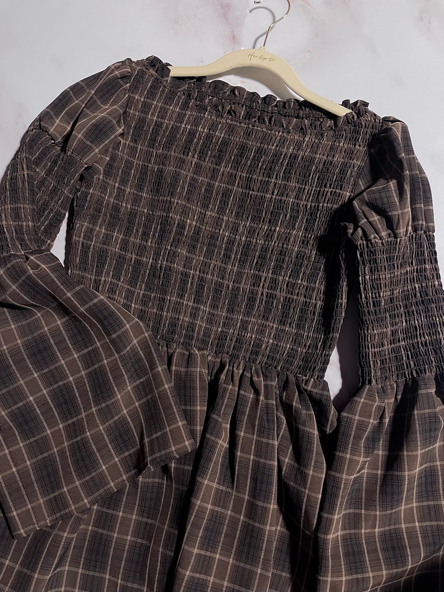 Herlipto Checked Flared Peplum Top Vol.1 Check Tweed Peplum Top