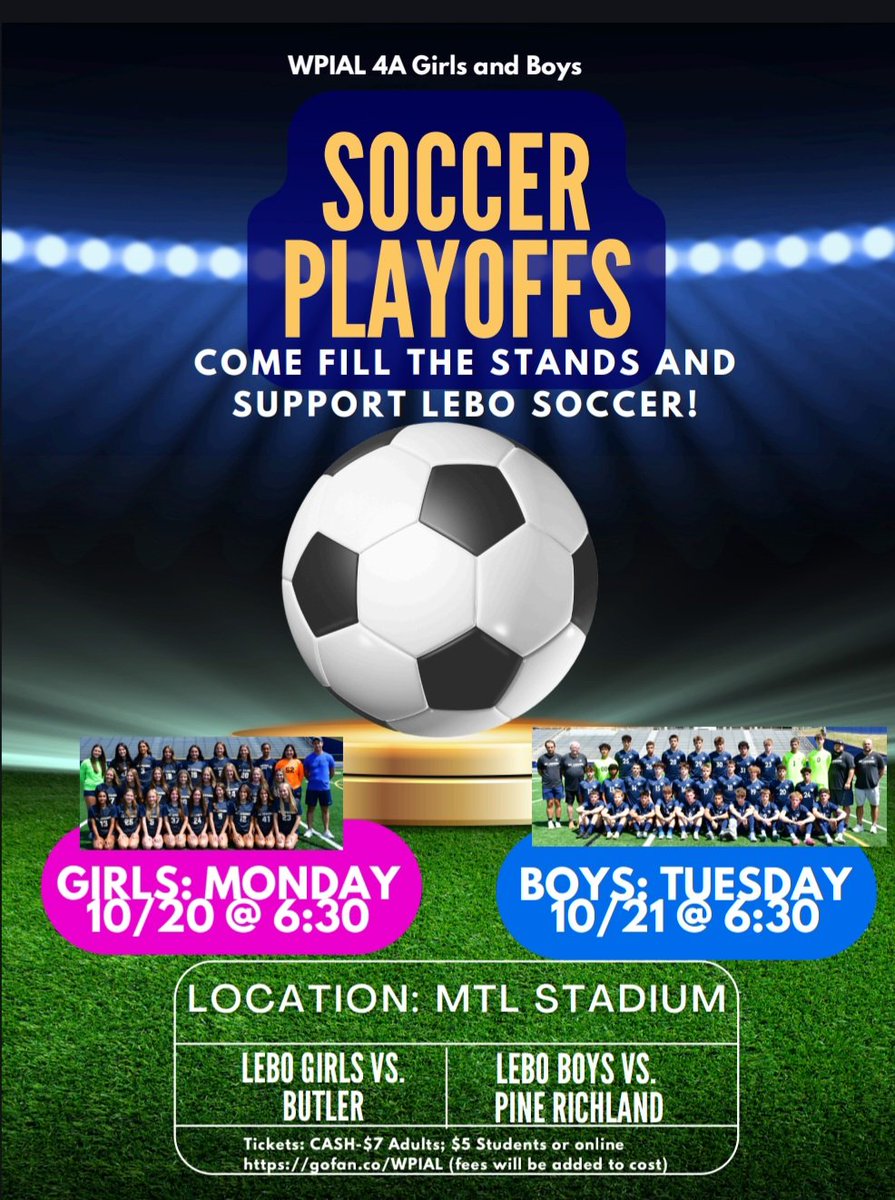 Calling all lebo soccer fans; our boys would really appreciate your support on Tuesday,  vs. Pine! First home playoff game since 2020!!  Let's GOOOOOO!  <a href="/Lebo_Soccer/">LeboSoccer</a> <a href="/MtLebanonSports/">MtLebanon Sports</a>