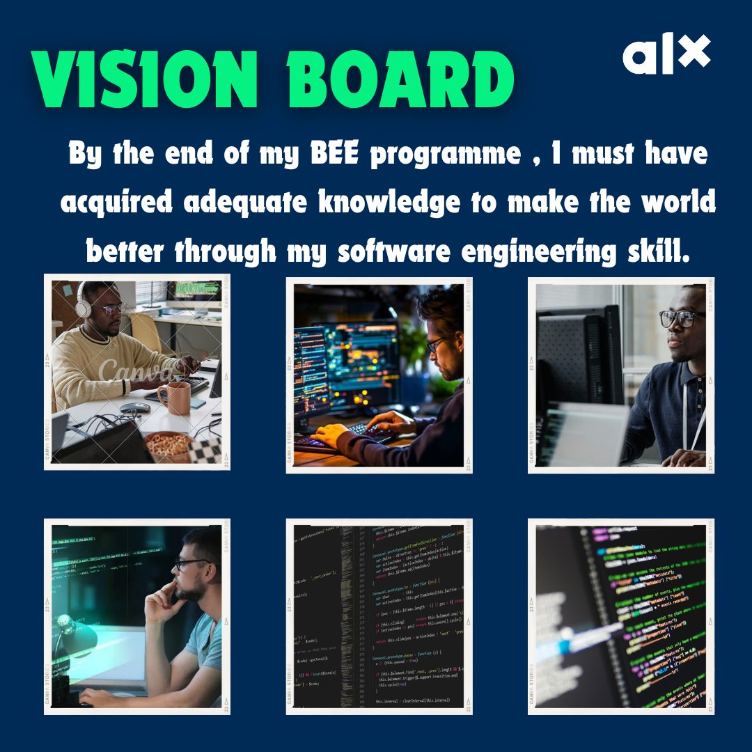 #ALX_SE 
#ALX_BE
My vision Board for my BEE programme for the next four months.