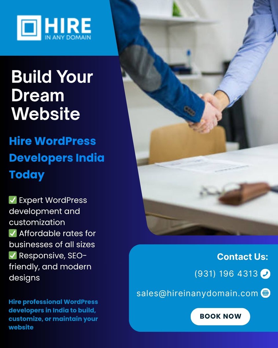 hireinanydomain's tweet image. Build stunning, high-performance websites with expert WordPress Developers from India
📩 sales@hireinanydomain.com | 🌐 hireinanydomain.com
Visit: hireinanydomain.com/hire-wordpress…
#WordPressDevelopersIndia #HireWebDevelopers #HireWordPressExpert #HireFromIndia #WebDevelopment #Hire