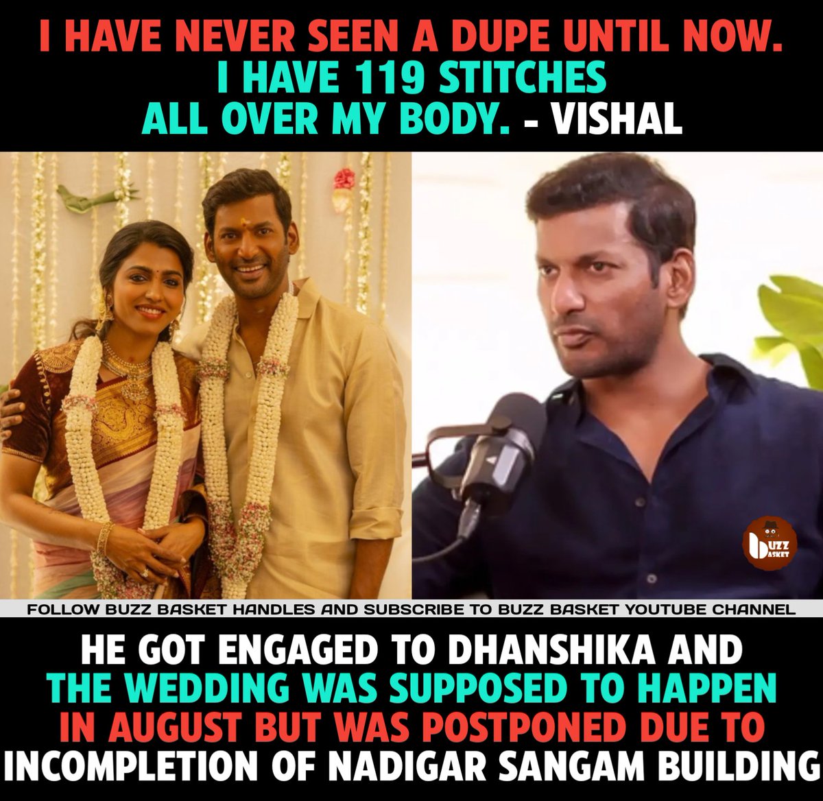 theBuzZBasket's tweet image. I have 119 stitches all over my body - #Vishal

#SaiDhanshika #Dhanshika #Vishal35
