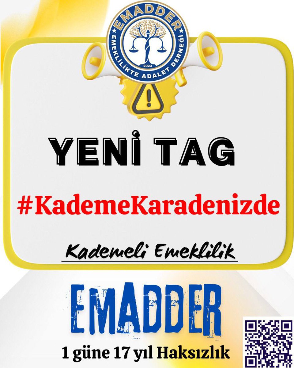 📢 EMADDER – YENİ TAG DUYURUSU

🌊 Karadeniz’in dalgaları artık adalet için kabarıyor!
Derneğimizin Trabzon’da yapacağı basın açıklaması öncesinde yeni tagımız:

🚩 #KademeKaradenizde 🚩

⏳ 1 günle 17–20 yıl geç emekli edilen milyonların sesi, Karadeniz’den Türkiye’nin dört bir