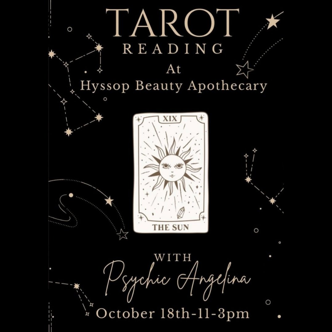 APOTHECARY HAPPENINGS - TAROT CARD READING POPUP WITH ANGELINA WALLACE

TODAY Saturday, October 18 from 11am-3pm at the Apothecary: Popup with Angelina Wallace, a third generation psychic. Tarot card readings, a perfect time for renewed energy &amp; insight.

196 High St.
Nutley, NJ