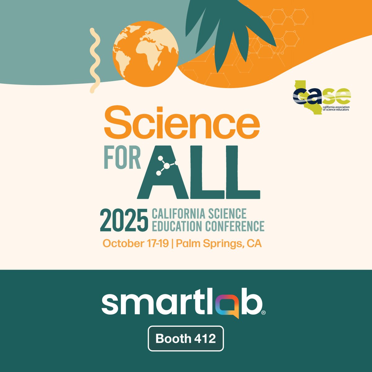 SmartLab_tweets's tweet image. Visit the SmartLab Booth #412 today at the 2025 California Science Education Conference in Palm Springs, CA to discover how @SmartLab_tweets inspires learners to build confidence, explore their passions, and develop their STEM identity through hands-on learning and…