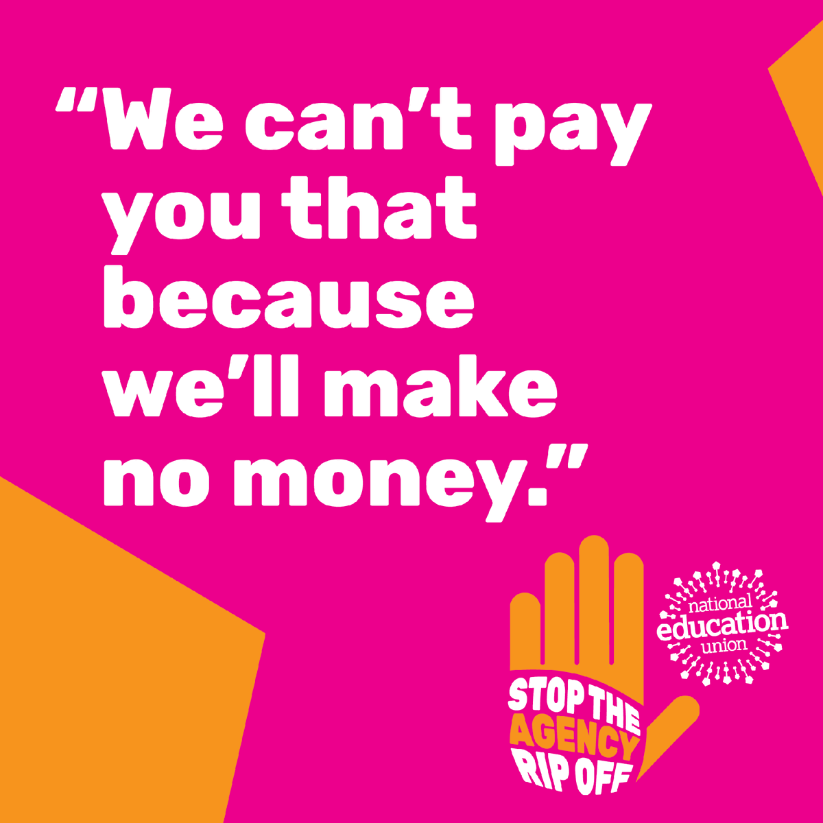 That’s what one supply teacher was told.

Teachers shouldn’t have to choose between fair pay and agency profit. 
#StopTheAgencyRipOff  

✍️ Write to your MP to demand change. 👉 bit.ly/4777aKx