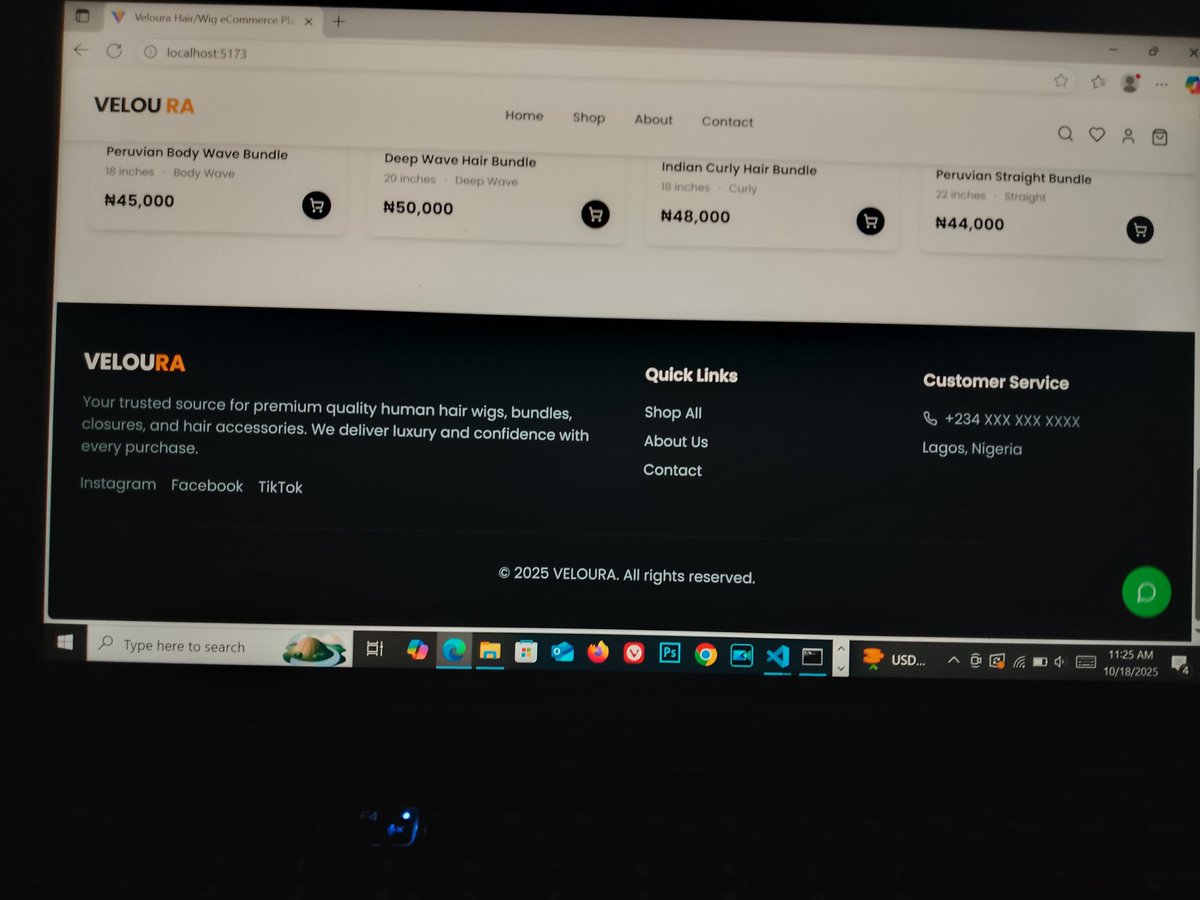 tech_evolv's tweet image. Product details done ✅
Built dynamic rendering, variant selection, and responsive layout using React.js + TypeScript.
The Veloura Hair Product Page brings elegance and efficiency together 💻💇♀️
#VelouraHair #EcommerceDevelopment #ReactDeveloper #FrontendDesign #UIUX #WebDev