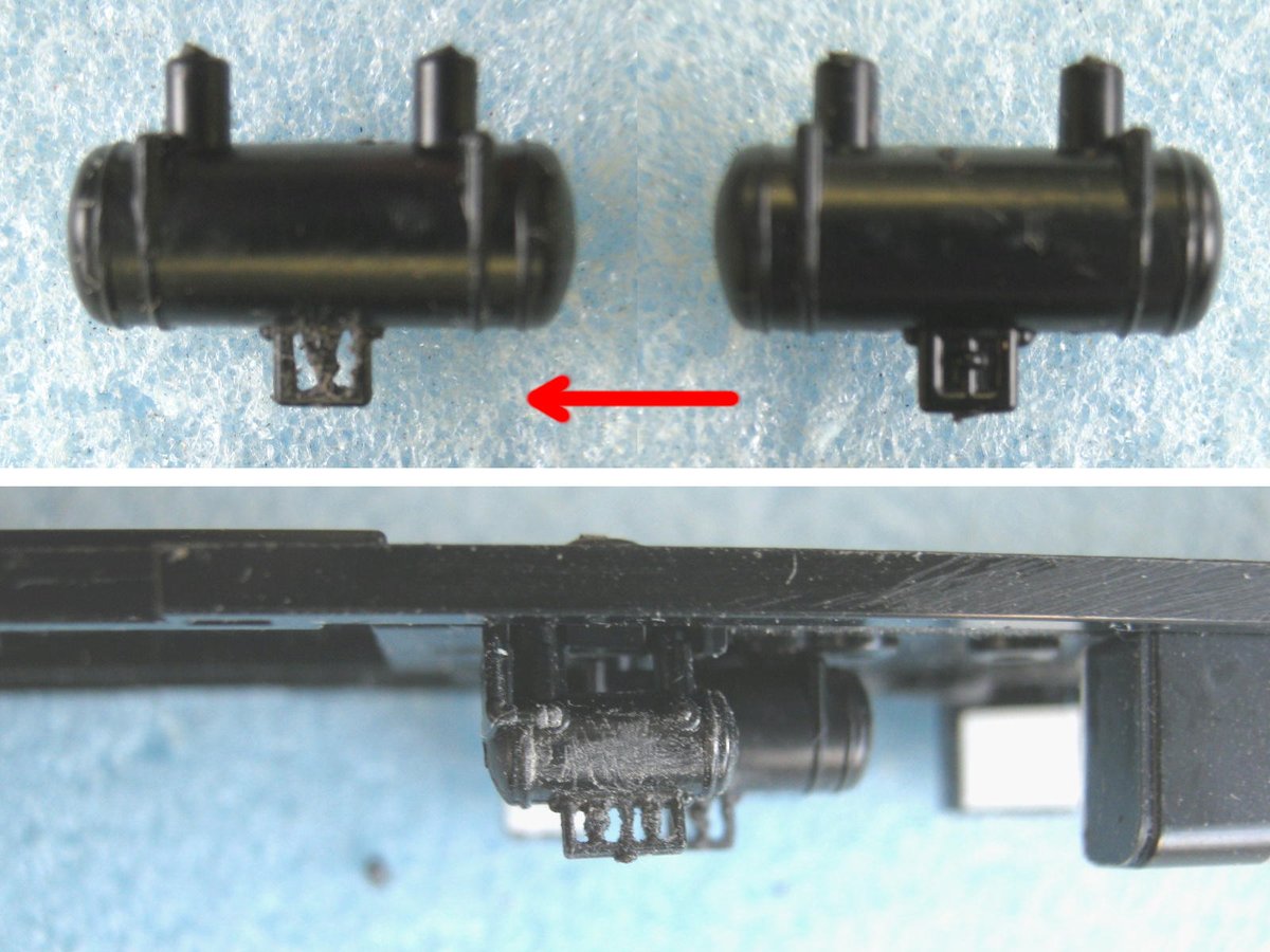 tentetu82's tweet image. #115系 #PULM で、こうなりました。
床下機器は浮かして付いているので反対側がみえることも。本来殆どがそうだが目立つ所だけ施工。エアタンクのバルブ＆ガードもついでにやっつけ。これは短時間でできたが裏をふさぐのに手間取る。