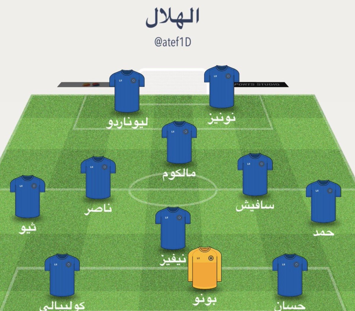 🚨🚨🚨🚨🚨🚨🚨🚨🚨 عـاجل |

تشكيلة #الهلال الرسمية ضد الاتفاق 

              🇲🇦 ياسين بونـو

🇸🇦 تمبكتي — نيفيز 🇵🇹 — كوليبالي 🇸🇳

🇫🇷 ثيو — ناصر 🇸🇦 — سافيتش 🇷🇸— حمد 🇸🇦

                 🇧🇷 مـالكـوم

🇧🇷 ماركوس ليوناردو — داروين نونيز 🇺🇾

<a href="/hilalstuff/">أخبار الهلال</a> 

😱😱😱😱😱😱💙💙💙💙💙💙💙