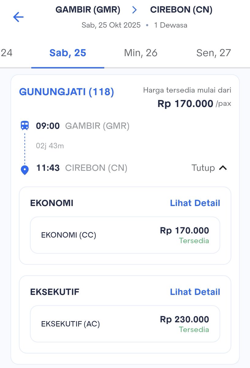 icedchoocolate's tweet photo. the thing is, tarsus hanya berlaku utk pembelian paling cepat 2 jam sblm berangkat, which means bigger risk keabisan tiket…

that’s where gunungjati has the upper hand, selain lebih murah dari tarsus argo anggrek, kalo beli jauh lebih awal ada jaminan kebagian tiket… https://t.co/8ShqqBacZn